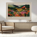 Yayoi Kusama Landscape Canvas Print, Vibrant Floral Mountain