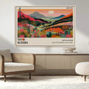 Yayoi Kusama Landscape Canvas Print, Vibrant Floral Mountain