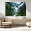 Mountain Forest River Canvas Wall Art Print - Serene Nature