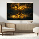 Golden Tree of Life Canvas Wall Art Print - Majestic Glowing