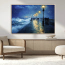 Abstract Stormy Ocean Pier Canvas Wall Art Print | Stormy