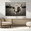 Texas Longhorn Cow Canvas Wall Art Print - Large Rustic