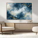 Large Abstract Print - Luxe Blue and Gold Abstract Canvas