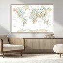 Animal World Map for Kids Room Decor