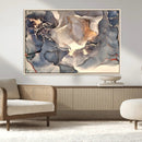 Abstract Blue and Gold Wall Art - Fluid Ink Artwork - Modern