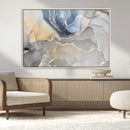Large Abstract Blue and Gold Canvas Wall Art | Fluid Ink