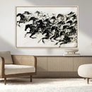 Abstract Horse Wall Art Canvas Print - Dynamic Black Ink