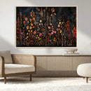 Dark Floral Canvas Wall Art - Moody Botanical Flower Print -