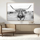 Highland Cow Wall Art Canvas Print – Black and White Western