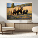 Grizzly Bear Family Wall Art Canvas Print – Majestic