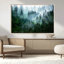 Misty Forest Wall Art Canvas Print – Framed Foggy Mountain