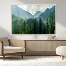 Misty Forest Mountain Wall Art Canvas Print – Framed Serene