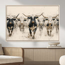 Texas Longhorn Wall Art – Framed Cattle Walking Canvas by MyGreatCanvas | Canvas Wall Art Prints | Photo Prints & Wall Decor