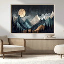 Moonlit Mountain Wall Art Canvas Print – Silhouetted Pines