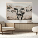 Texas Longhorn Wall Art Canvas Print – Framed Speckled Bull