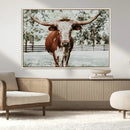 Texas Longhorn Wall Art Canvas Print – Framed Spotted Bull