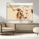 Texas Longhorn Wall Art Canvas Print – Framed Spotted Cow