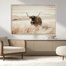 Texas Longhorn Wall Art Canvas Print – Framed Brown Horned