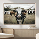 Texas Longhorn Wall Art – Framed Speckled Cow Canvas by MyGreatCanvas | Canvas Wall Art Prints | Photo Prints & Wall Decor