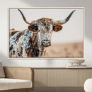 Texas Longhorn Wall Art – Framed Speckled Cow Canvas by MyGreatCanvas | Canvas Wall Art Prints | Photo Prints & Wall Decor