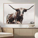 Texas Longhorn Wall Art Canvas Print – Framed Spotted Bull by MyGreatCanvas | Canvas Wall Art Prints | Photo Prints & Wall Decor