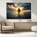 Jesus Walks Wall Art Canvas Print – Framed Divine Sunset by MyGreatCanvas | Canvas Wall Art Prints | Photo Prints & Wall Decor
