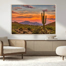 Saguaro Cactus Wall Art Canvas Print – Framed Arizona Sunset