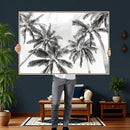 Black and White Palm Wall Art Canvas Print – Framed