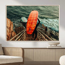 Surfer Stairway Wall Art – Framed Ocean Surf Canvas Artwork, by MyGreatCanvas | Canvas Wall Art Prints | Photo Prints & Wall Decor