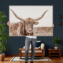 Longhorn Cow Wall Art Canvas Print – Framed Texas Ranch