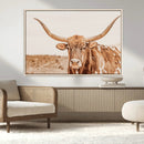 Longhorn Bull Wall Art Canvas Print – Framed Western Cow