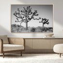 Joshua Tree Wall Art Canvas Print – Framed Monochrome Desert