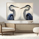 Blue Heron Pair Wall Art Canvas Print – Framed Coastal Bird