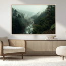 Misty Forest Wall Art Canvas Print – Framed Foggy River