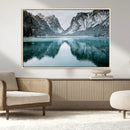 Mountain Lake Wall Art Canvas Print – Framed Toblacher See