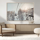 Frosty Pines Wall Art Canvas Print – Framed Cozy Cabin Ski