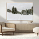 Frosty Pines Wall Art Canvas Print – Framed Silent Snowfall