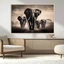 Elephant Family Wall Art Canvas Print, Framed Elephant Wall