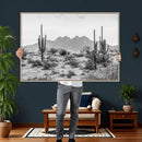 Black White Arizona Desert Canvas Wall Art Cactus Farmhouse