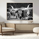 Black & White Longhorn Cattle Wall Art Canvas Print, Rustic by MyGreatCanvas | Canvas Wall Art Prints | Photo Prints & Wall Decor