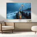 Stormy Night Pier Wall Art Canvas Print, Moody Ocean by MyGreatCanvas | Canvas Wall Art Prints | Photo Prints & Wall Decor