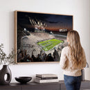 Epic Night Football Stadium Wall Art Canvas Print, Fireworks