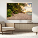 Tropical beach sunset, palm trees, white sand, ocean waves, by MyGreatCanvas | Canvas Wall Art Prints | Photo Prints & Wall Decor