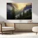 Misty Forest Sunrise Mountain Valley Pine Trees Foggy by MyGreatCanvas | Canvas Wall Art Prints | Photo Prints & Wall Decor