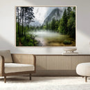 Misty Lake Forest Green Trees Calm Water Reflection Mountain by MyGreatCanvas | Canvas Wall Art Prints | Photo Prints & Wall Decor