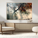 Sunlit Autumn Forest Wall Art – Mist Trees Rays Fog Nature by MyGreatCanvas | Canvas Wall Art Prints | Photo Prints & Wall Decor