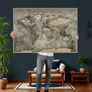 Personalized World Map Wall Art Canvas Print – Custom Push