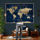 Custom Push Pin World Map Wall Art Canvas Print –