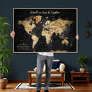 Personalized World Map Print | Customize Map with Push Pin by MyGreatCanvas | Canvas Wall Art Prints | Photo Prints & Wall Decor