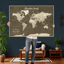 Personalized Push Pin World Map Canvas Print – Custom Travel